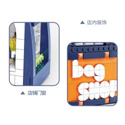 ZHEGAO 00316 non  CỬA HÀNG CẢNH ĐƯỜNG PHỐ bộ đồ chơi xếp lắp ráp ghép mô hình BAG SHOP 378 khối
