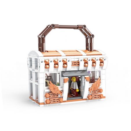 ZHEGAO 00314 non  ĐÔI CÁNH CỬA CẢNH ĐƯỜNG PHỐ bộ đồ chơi xếp lắp ráp ghép mô hình BAG SHOP 380 khối