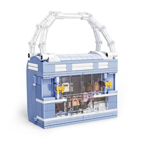 ZHEGAO 00312 non  NHÌN RA ĐƯỜNG PHỐ TRẮNG XANH bộ đồ chơi xếp lắp ráp ghép mô hình BAG SHOP 386 khối