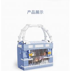 ZHEGAO 00312 non  NHÌN RA ĐƯỜNG PHỐ TRẮNG XANH bộ đồ chơi xếp lắp ráp ghép mô hình BAG SHOP 386 khối