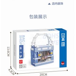 ZHEGAO 00312 non  NHÌN RA ĐƯỜNG PHỐ TRẮNG XANH bộ đồ chơi xếp lắp ráp ghép mô hình BAG SHOP 386 khối