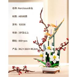 QIZHILE 92038 non  HOA THUỶ TIÊN VÀNG bộ đồ chơi xếp lắp ráp ghép mô hình Flowers NARCISSUS 800 khối