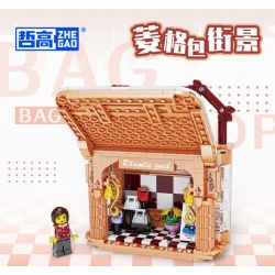 ZHEGAO 00311 non  VIEW ĐƯỜNG PHỐ LINGER bộ đồ chơi xếp lắp ráp ghép mô hình BAG SHOP 344 khối