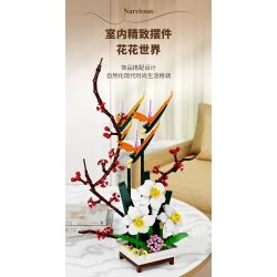 QIZHILE 92038 non  HOA THUỶ TIÊN VÀNG bộ đồ chơi xếp lắp ráp ghép mô hình Flowers NARCISSUS 800 khối
