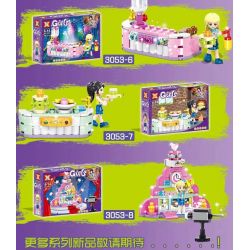 SX 3053 non  CUỘC THI LÀM BÁNH PHỐ ẨM THỰC 8 LOẠI bộ đồ chơi xếp lắp ráp ghép mô hình Girl GIRLS Con Gái 613 khối