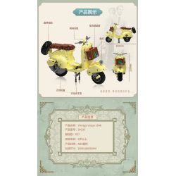 ZHEGAO 00335 non  XE TAY GA VAPE bộ đồ chơi xếp lắp ráp ghép mô hình Motorcycle Motorbike VINTAGE VASPE 1946 Xe Hai Bánh 637 khối