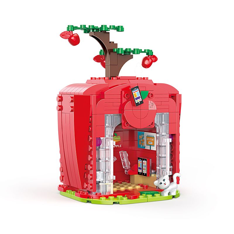 COGO 13809-1 non  CỬA HÀNG KỸ THUẬT SỐ APPLE bộ đồ chơi xếp lắp ráp ghép mô hình Mini Modular FRUIT TREE Đường Phố Thu Nhỏ 275 khối
