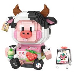 LOZ 8134 non  SỮA LO MÂM XÔI bộ đồ chơi xếp lắp ráp ghép mô hình STRAWBERRY PIGGY 1060 khối
