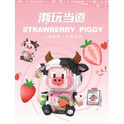 LOZ 8134 non  SỮA LO MÂM XÔI bộ đồ chơi xếp lắp ráp ghép mô hình STRAWBERRY PIGGY 1060 khối