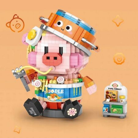 LOZ 8135 non  MÌ THỊT HEO ĐÓNG HỘP bộ đồ chơi xếp lắp ráp ghép mô hình 1070 khối