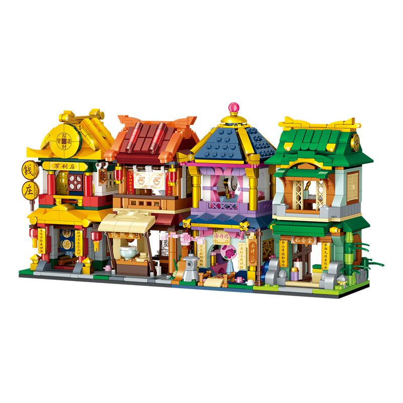 GUDI 51011 non  CẢNH ĐƯỜNG PHỐ GUOCHAO 2 bộ đồ chơi xếp lắp ráp ghép mô hình Modular Buildings Mô Hình Nhà Cửa