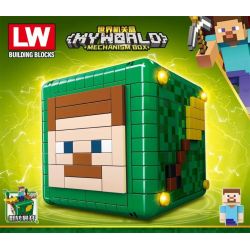 LW 423 non  HỘP THẾ GIỚI bộ đồ chơi xếp lắp ráp ghép mô hình Minecraft MY WORLD Game Xây Dựng 722 khối