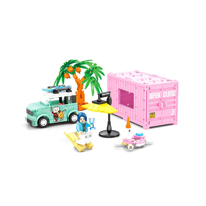 SEMBO WEKKI VIGGI 714510 non  THẾ GIỚI XE SANG LỄ HỘI BÊN BỜ BIỂN bộ đồ chơi xếp lắp ráp ghép mô hình Speed Champions Racing Cars CARNIVAL BY THE SEA Đua Xe Công Thức 269 khối