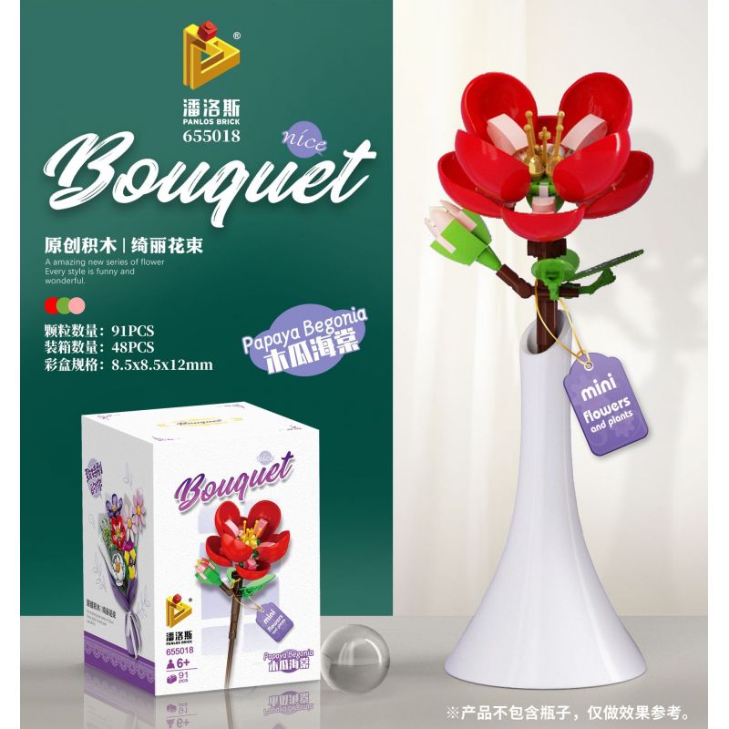 PanlosBrick 655018 Panlos Brick 655018 non  ĐU ĐỦ THANH CUA bộ đồ chơi xếp lắp ráp ghép mô hình BOUGHT PAPAYA BEGONIA 91 khối
