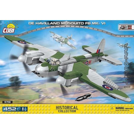 COBI CHARACTER BUILDING 5718 non  MÁY BAY NÉM BOM MOSQUITO FB MK.VI CỦA ANH bộ đồ chơi xếp lắp ráp ghép mô hình Military Army DE HAVILLAND MOSQUITO FB MK.VI Quân Sự Bộ Đội 452 khối