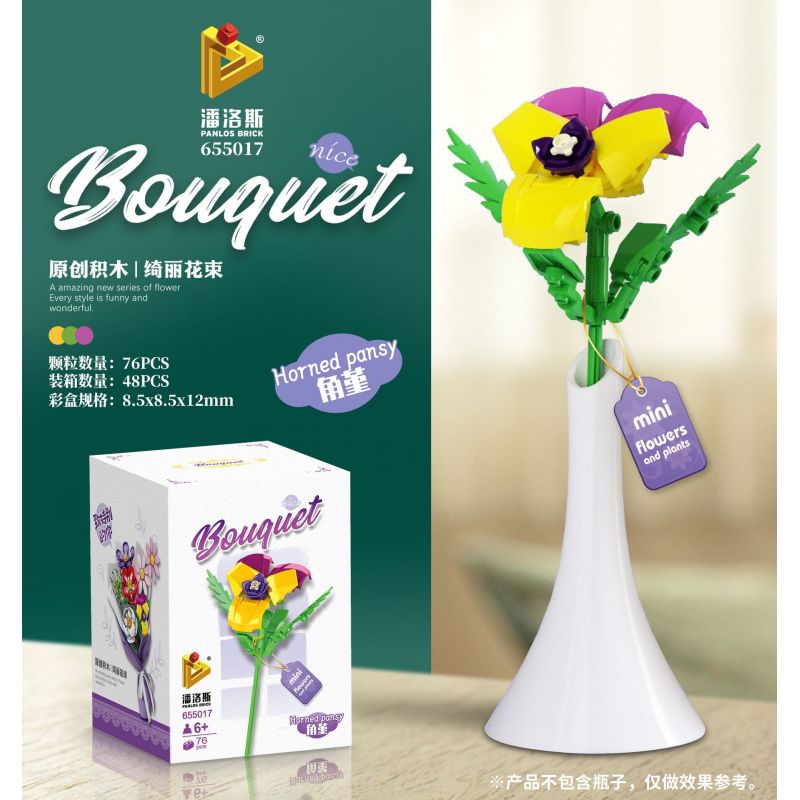 PanlosBrick 655017 Panlos Brick 655017 non  VI-Ô-LÔNG bộ đồ chơi xếp lắp ráp ghép mô hình BOUGHT HORNED PANSY 76 khối