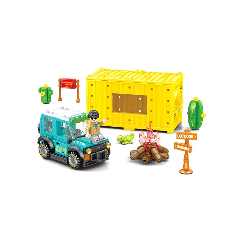 SEMBO WEKKI VIGGI 714509 non  THẾ GIỚI XE SANG BỮA TIỆC LỬA TRẠI bộ đồ chơi xếp lắp ráp ghép mô hình Speed Champions Racing Cars BONFIRE PARTY Đua Xe Công Thức 275 khối