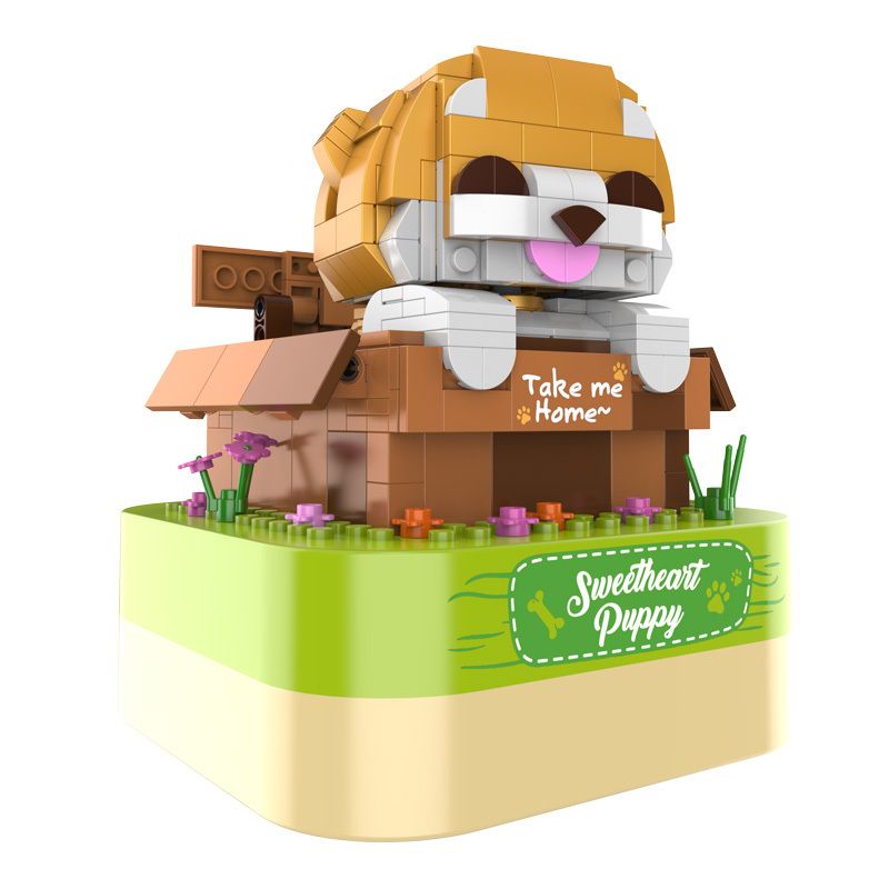 JAKI JK1603 1603 non  HỘP NHẠC CON CHÓ NHỎ ẤM LÒNG bộ đồ chơi xếp lắp ráp ghép mô hình Creator DIY MUSIC BOX Sáng Tạo 407 khối