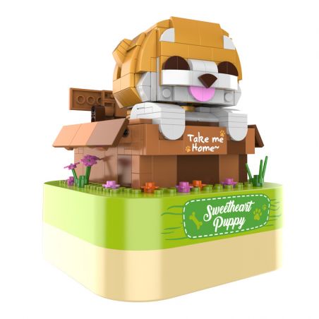 JAKI JK1603 1603 non  HỘP NHẠC CON CHÓ NHỎ ẤM LÒNG bộ đồ chơi xếp lắp ráp ghép mô hình Creator DIY MUSIC BOX Sáng Tạo 407 khối