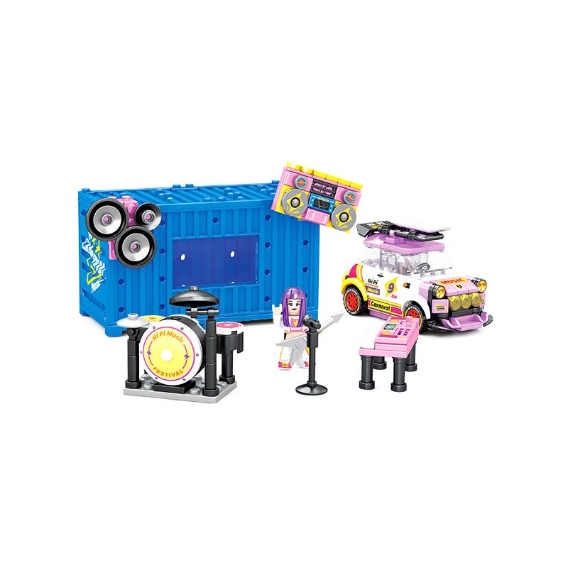 SEMBO WEKKI VIGGI 714508 non  THẾ GIỚI Ô TÔ BAN NHẠC HOANG DÃ bộ đồ chơi xếp lắp ráp ghép mô hình Speed Champions Racing Cars WILD BAND Đua Xe Công Thức 281 khối