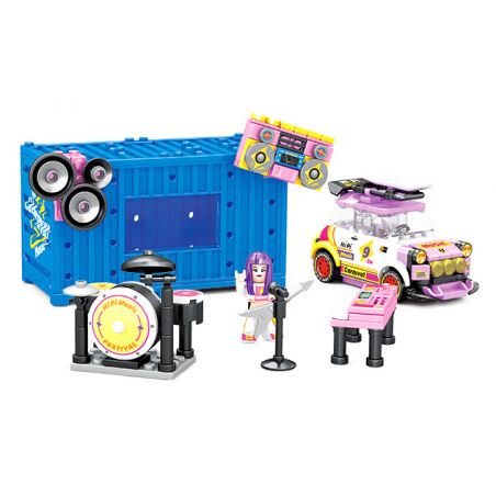 SEMBO WEKKI VIGGI 714508 non  THẾ GIỚI Ô TÔ BAN NHẠC HOANG DÃ bộ đồ chơi xếp lắp ráp ghép mô hình Speed Champions Racing Cars WILD BAND Đua Xe Công Thức 281 khối