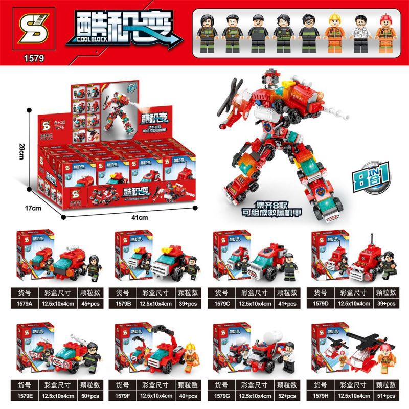 SHENG YUAN SY 1579 non  GIẢI CỨU MECH 8 KẾT HỢP bộ đồ chơi xếp lắp ráp ghép mô hình Creator N In 1 COOLBLOCK 327 khối