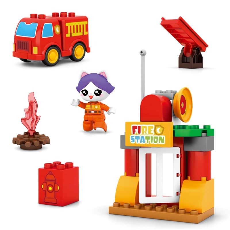 SEMBO 690102 non  TRẠM CỨU HỎA THÀNH PHỐ HÀI HƯỚC CỦA XIAOLING bộ đồ chơi xếp lắp ráp ghép mô hình City