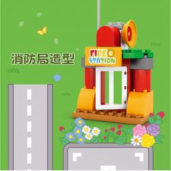 SEMBO 690102 non  TRẠM CỨU HỎA THÀNH PHỐ HÀI HƯỚC CỦA XIAOLING bộ đồ chơi xếp lắp ráp ghép mô hình City