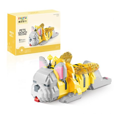 MOYU BLOCK MY93011 93011 non  ONG BULINOIS bộ đồ chơi xếp lắp ráp ghép mô hình PETS GROWTH RECORD 954 khối