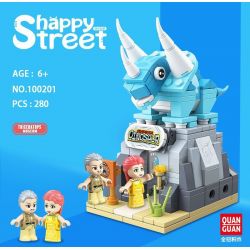 QuanGuan 100201 Quan Guan 100201 non  BẢO TÀNG KHỦNG LONG TRICERATOPS bộ đồ chơi xếp lắp ráp ghép mô hình Dino Museum HAPPY STREET 280 khối