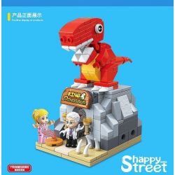 QuanGuan 100198 Quan Guan 100198 non  BẢO TÀNG KHỦNG LONG TYRANNOSAURUS REX bộ đồ chơi xếp lắp ráp ghép mô hình Dino Museum HAPPY STREET 278 khối