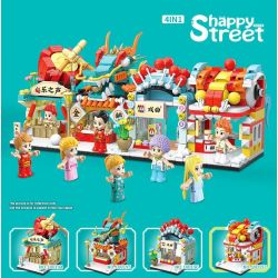 QuanGuan 100197 Quan Guan 100197 non  QUÁN TRÀ SỮA bộ đồ chơi xếp lắp ráp ghép mô hình Creator HAPPY STREET Sáng Tạo 267 khối