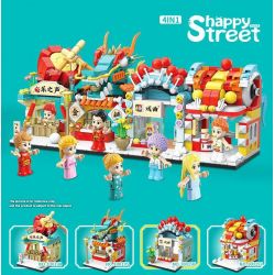 QuanGuan 100196 Quan Guan 100196 non  CỬA HÀNG QUẦN ÁO OPERA bộ đồ chơi xếp lắp ráp ghép mô hình Creator HAPPY STREET Sáng Tạo 238 khối