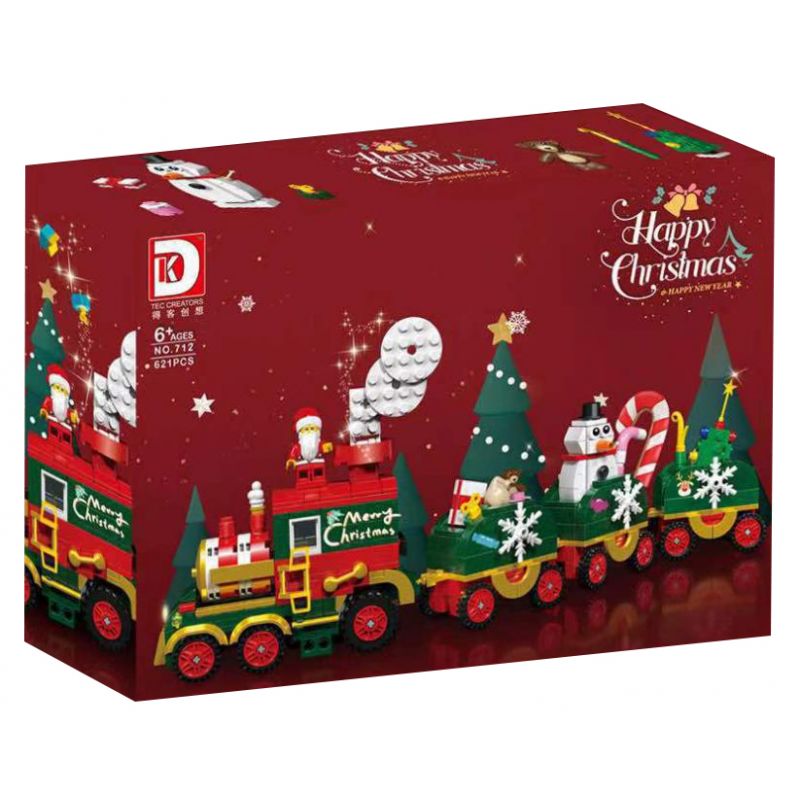 DK 712 non  TÀU GIÁNG SINH bộ đồ chơi xếp lắp ráp ghép mô hình Christmas 621 khối