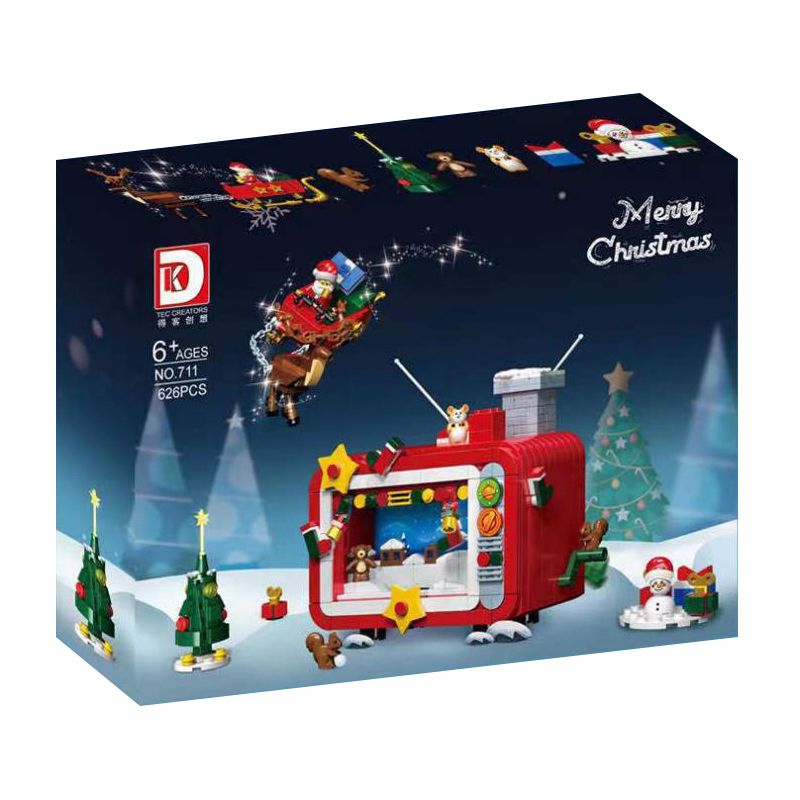 DK 711 non  TRUYỀN HÌNH GIÁNG SINH bộ đồ chơi xếp lắp ráp ghép mô hình Christmas 626 khối