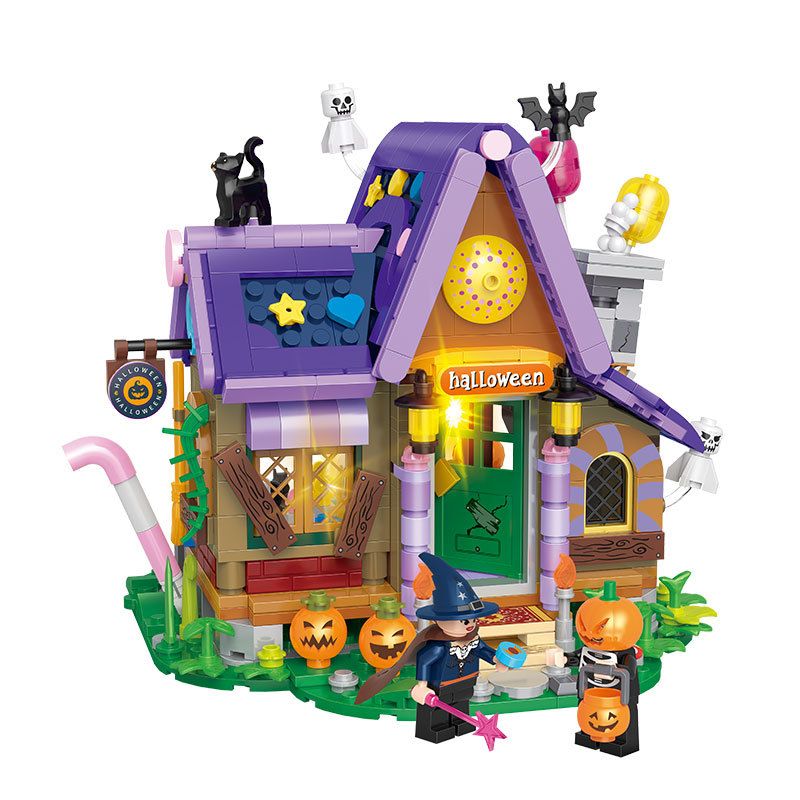 BALODY 21052 non  NGÔI NHÀ KẸO HALLOWEEN bộ đồ chơi xếp lắp ráp ghép mô hình Seasonal CANDY HOUSE Mùa Lễ Hội 780 khối