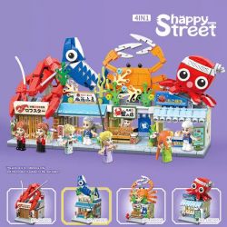 QuanGuan 100203 Quan Guan 100203 non  CỬA HÀNG CÁ bộ đồ chơi xếp lắp ráp ghép mô hình Creator HAPPY STREET Sáng Tạo 254 khối