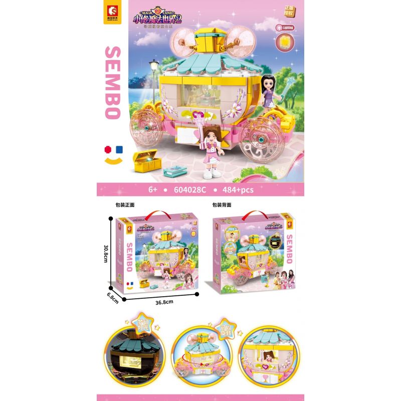 SEMBO 604028C non  XIAOLING'S MAGICAL WORLD 2 ĐI TÌM CÔNG CHÚA AURORA bộ đồ chơi xếp lắp ráp ghép mô hình Girl MIGIC LAND Con Gái 484 khối