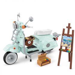 BALODY 21063 non  XE MÁY NHỎ TƯƠI bộ đồ chơi xếp lắp ráp ghép mô hình Motorcycle Motorbike AUTUMN PAINTING Xe Hai Bánh 1078 khối