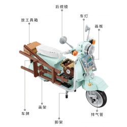 BALODY 21063 non  XE MÁY NHỎ TƯƠI bộ đồ chơi xếp lắp ráp ghép mô hình Motorcycle Motorbike AUTUMN PAINTING Xe Hai Bánh 1078 khối