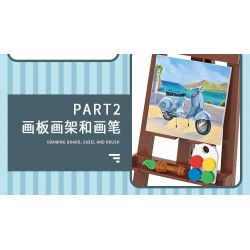 BALODY 21063 non  XE MÁY NHỎ TƯƠI bộ đồ chơi xếp lắp ráp ghép mô hình Motorcycle Motorbike AUTUMN PAINTING Xe Hai Bánh 1078 khối