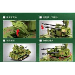 SEMBO 203113 non  SÚNG PHÒNG KHÔNG TỰ HÀNH BÁNH LỐP PGZ-09 bộ đồ chơi xếp lắp ráp ghép mô hình Military Army PGZ-09 WHEELED SELF-PROPELLED ANTIAIRCRAFT GUN Quân Sự Bộ Đội 302 khối
