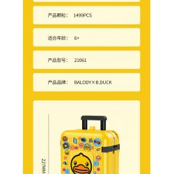 BALODY 21061 non  HÀNH LÝ B.DUCK VÒNG QUANH THẾ GIỚI LUÂN ĐÔN bộ đồ chơi xếp lắp ráp ghép mô hình B.DUCK TRAVEL SUITCASE 1499 khối