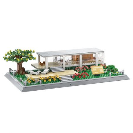 WANGE 5233 non  DINH THỰ FARNSWORTH bộ đồ chơi xếp lắp ráp ghép mô hình Architecture FARNSWORTH HOUSE Công Trình Kiến Trúc 661 khối