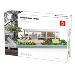 WANGE 5233 non  DINH THỰ FARNSWORTH bộ đồ chơi xếp lắp ráp ghép mô hình Architecture FARNSWORTH HOUSE Công Trình Kiến Trúc 661 khối