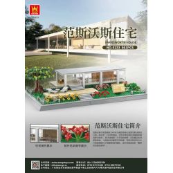 WANGE 5233 non  DINH THỰ FARNSWORTH bộ đồ chơi xếp lắp ráp ghép mô hình Architecture FARNSWORTH HOUSE Công Trình Kiến Trúc 661 khối