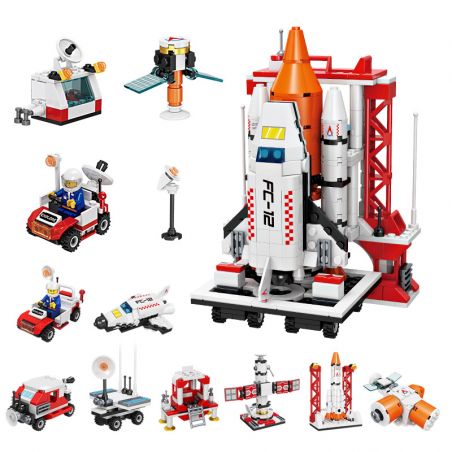 FORANGE FC3829 3829 non  TRUNG TÂM PHÓNG KHÔNG GIAN 8 KIỂU bộ đồ chơi xếp lắp ráp ghép mô hình Creator Sáng Tạo 664 khối