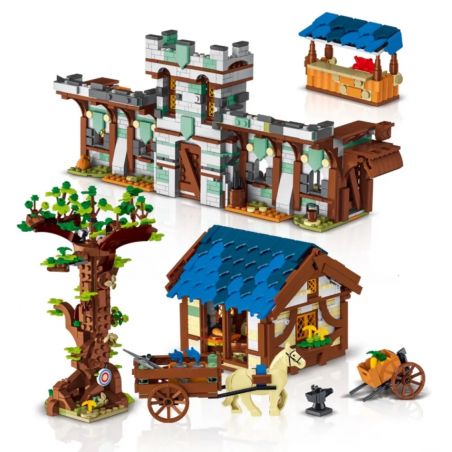 MorkModel 50101 Mork Model 50101 non  THỊ TRẤN THỜI TRUNG CỔ bộ đồ chơi xếp lắp ráp ghép mô hình MEDIEVALTOWN MARKET 1724 khối