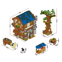 MorkModel 50101 Mork Model 50101 non  THỊ TRẤN THỜI TRUNG CỔ bộ đồ chơi xếp lắp ráp ghép mô hình MEDIEVALTOWN MARKET 1724 khối