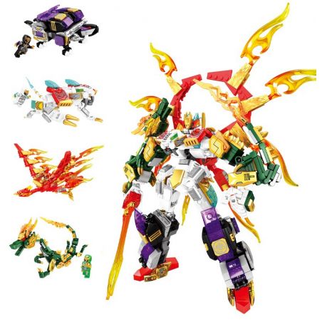 SEMBO 103240 103237 103238 103239 non  BỐN VỊ THẦN VÀ QUÁI THÚ MÁY THÉP 4 XUANWU BAIHU SUZAKU QINGLONG bộ đồ chơi xếp lắp ráp ghép mô hình Therion Totems MECHA OF STEEL 861 khối